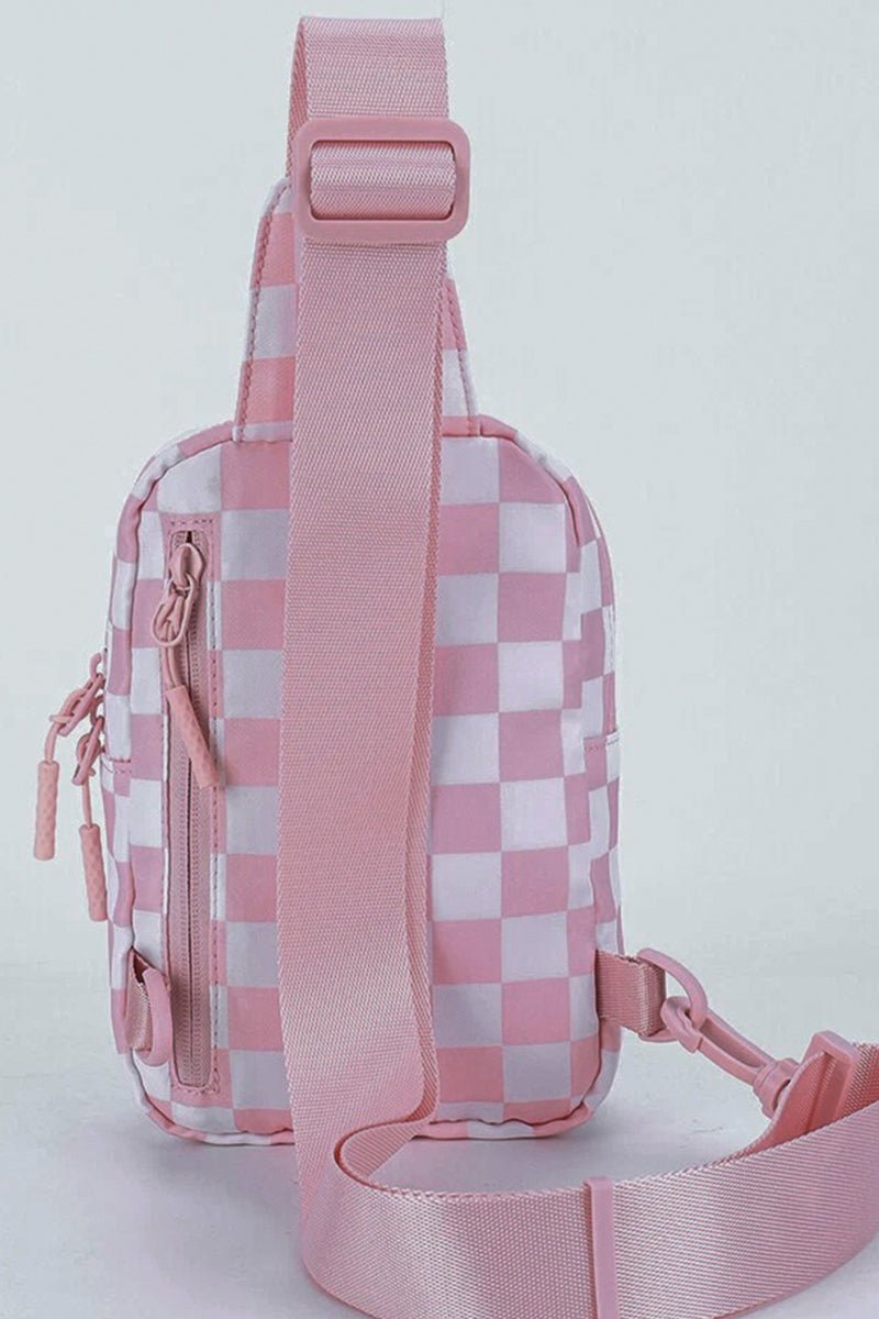 Zenana The Mini Escape Light Rose Checkered Sling Bag - Wholesale Accessory Market