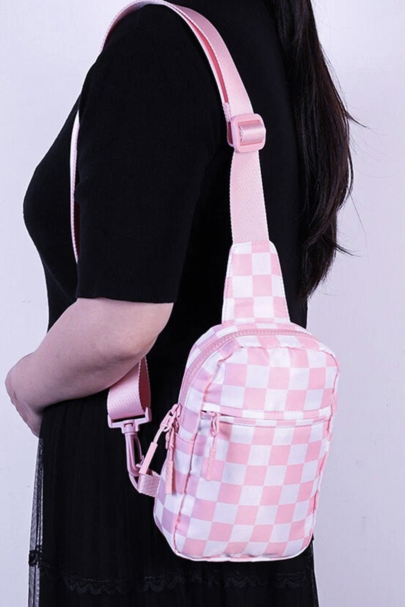 Zenana The Mini Escape Light Rose Checkered Sling Bag - Wholesale Accessory Market
