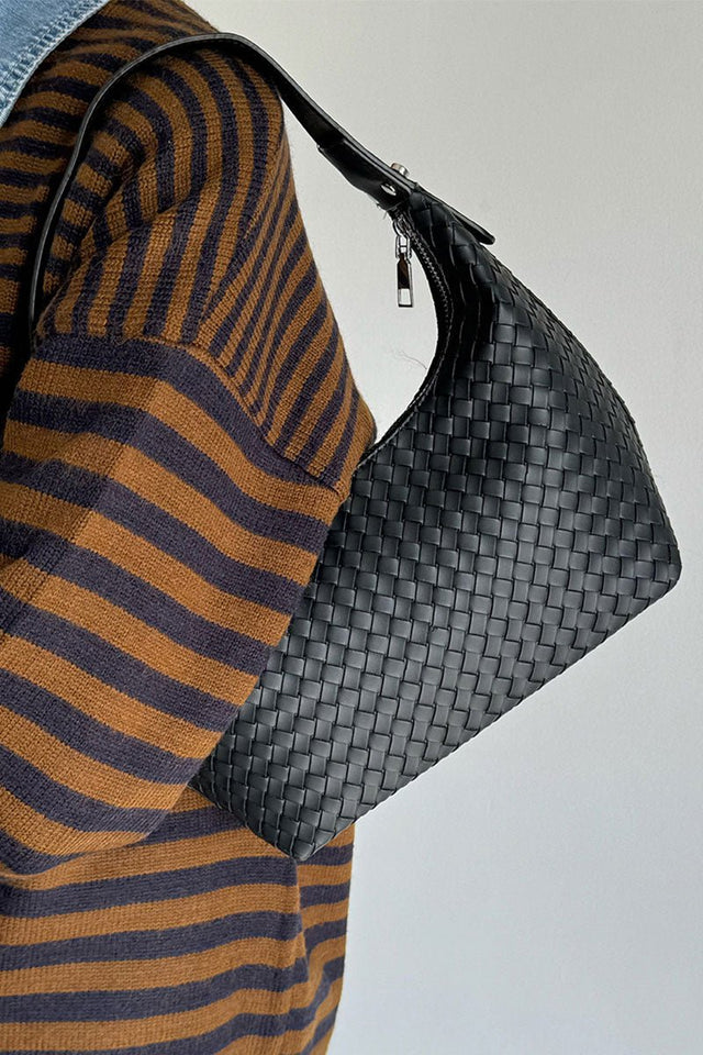 Zenana Crossed Paths Black Woven Hobo - Wholesale Accessory Market