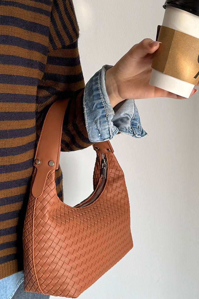 Zenana Crossed Paths Camel Woven Hobo - Wholesale Accessory Market
