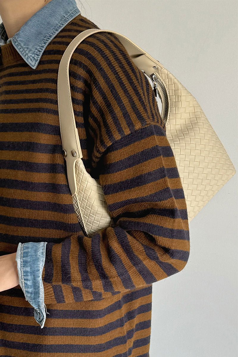 Zenana Crossed Paths Neutral Woven Hobo - Wholesale Accessory Market
