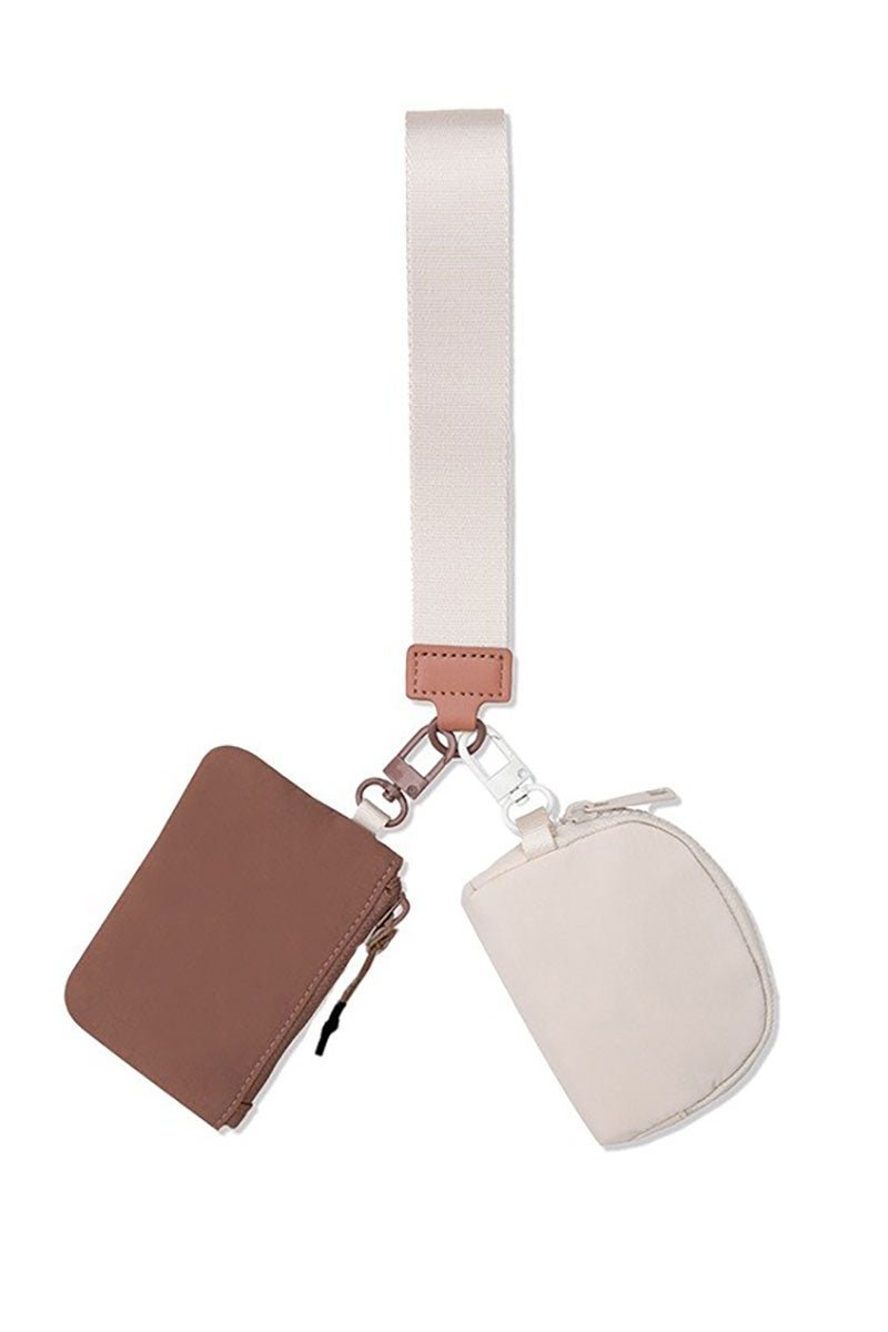 Zenana Venture Out Mocha and Sand Beige Dual Pouch Wristlet - Wholesale Accessory Market