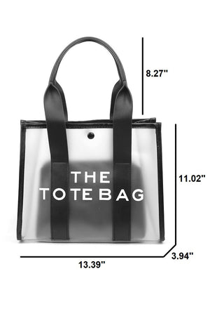Zenana Black Transparent The Tote Bag & Pouch Set - Wholesale Accessory Market