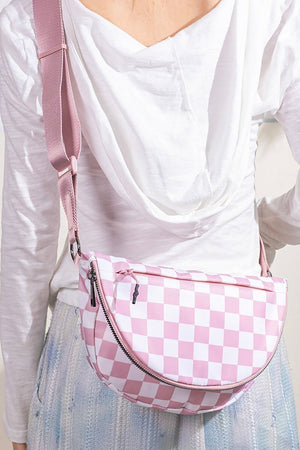 Zenana Light Rose Checkered Nylon The Everyday Bag - Wholesale Accessory Market