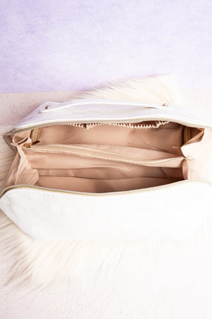 Zenana Get Ready Ivory Check Expandable Makeup Bag - Wholesale Accessory Market