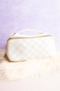 Zenana Get Ready Ivory Check Expandable Makeup Bag - Wholesale Accessory Market