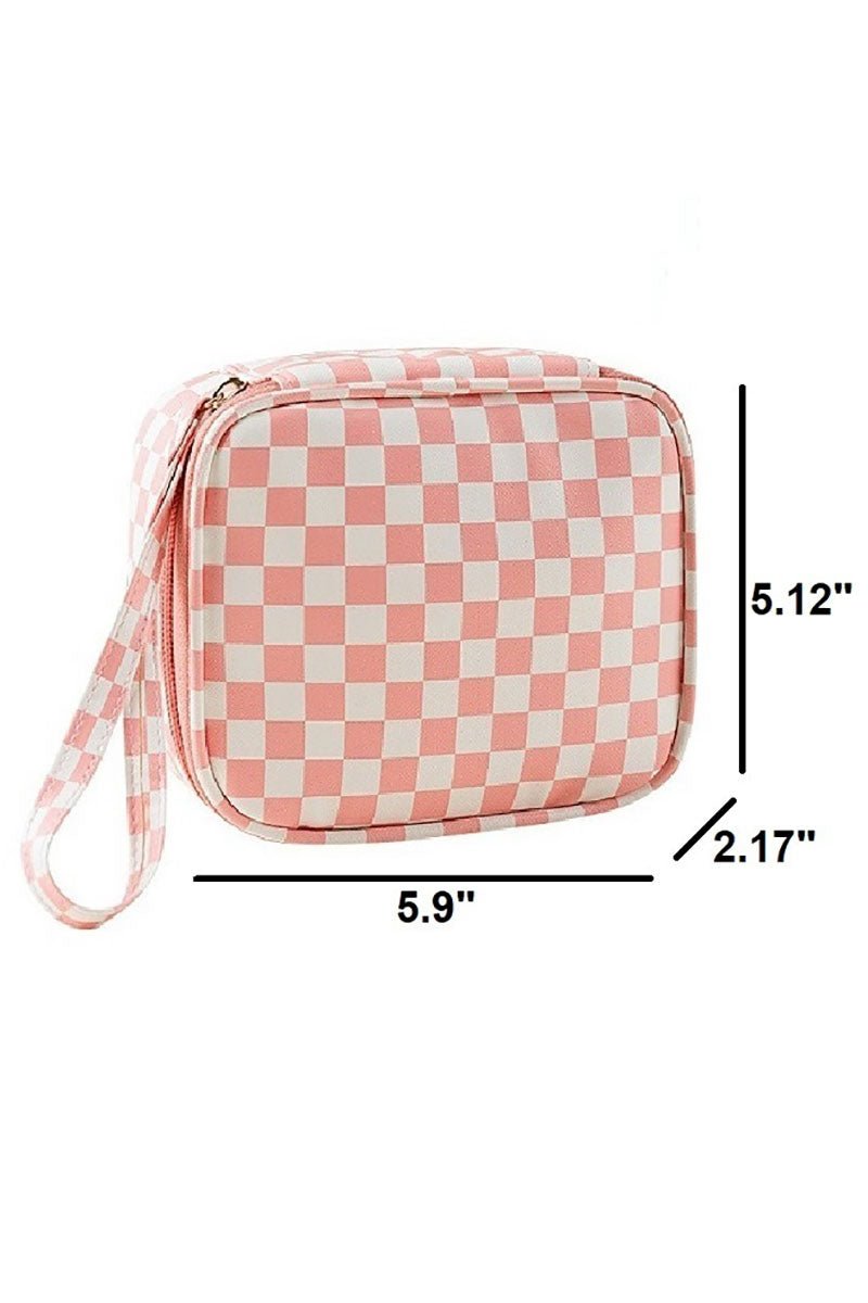 Zenana Blue Check Travel Cosmetic Case - Wholesale Accessory Market