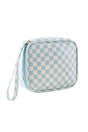 Zenana Blue Check Travel Cosmetic Case - Wholesale Accessory Market