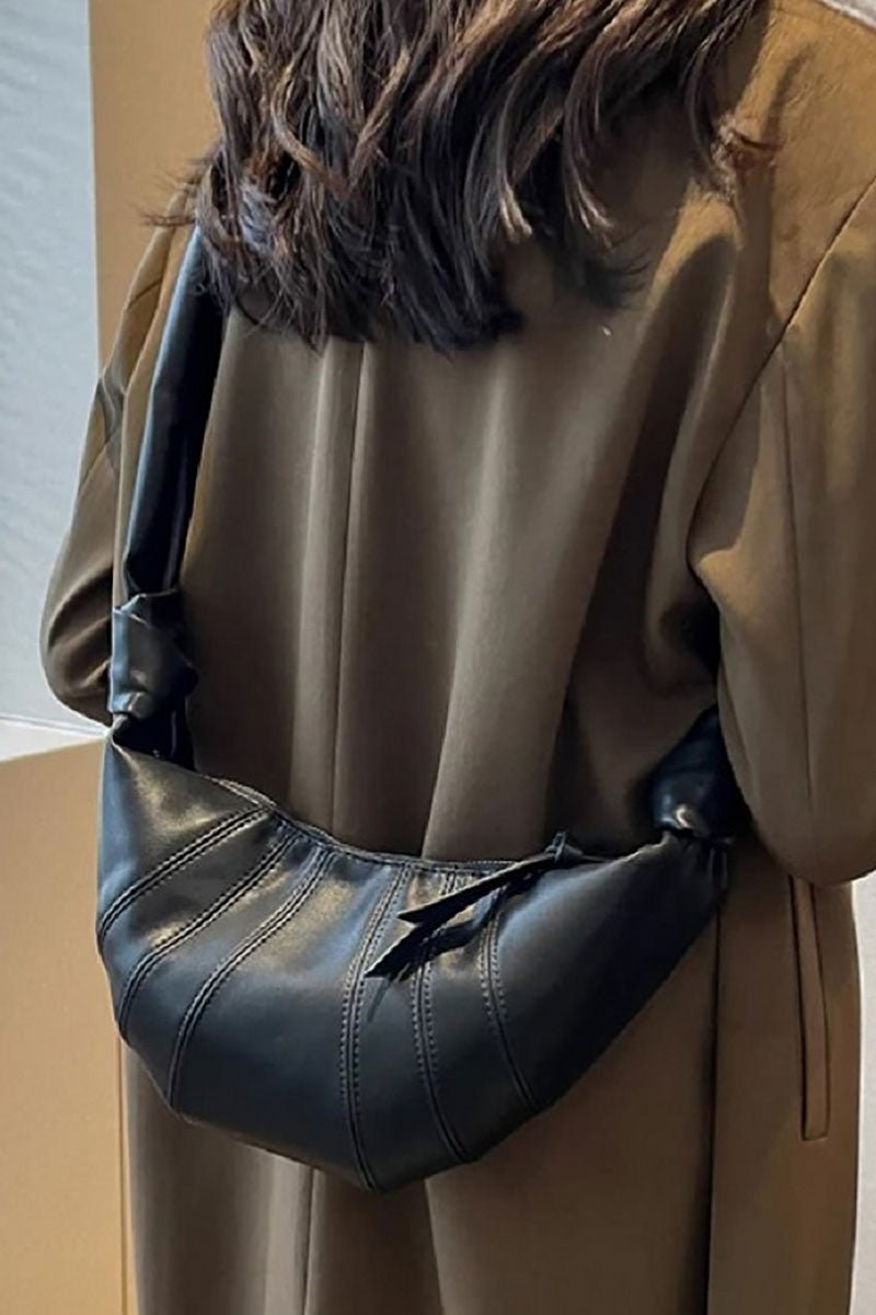 Upper East Side Black Faux Leather Half Moon Bag | Wholesale Upper East Side Black Faux Leather Half Moon Bag | Wholesale