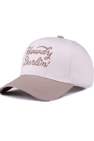 Zenana Embroidered Howdy Darlin' Ash Mocha Two - Tone Cap - Wholesale Accessory Market