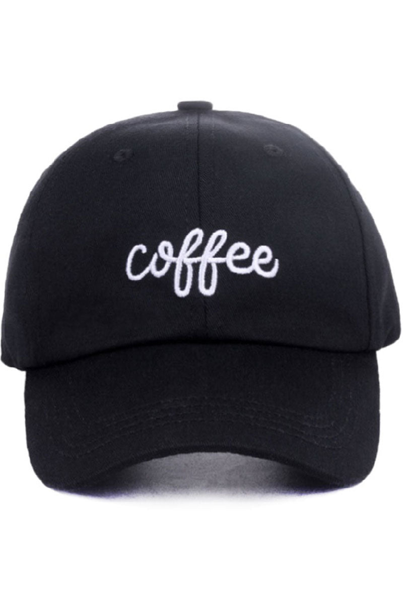 Zenana Embroidered 'Coffee' Black Cap - Wholesale Accessory Market