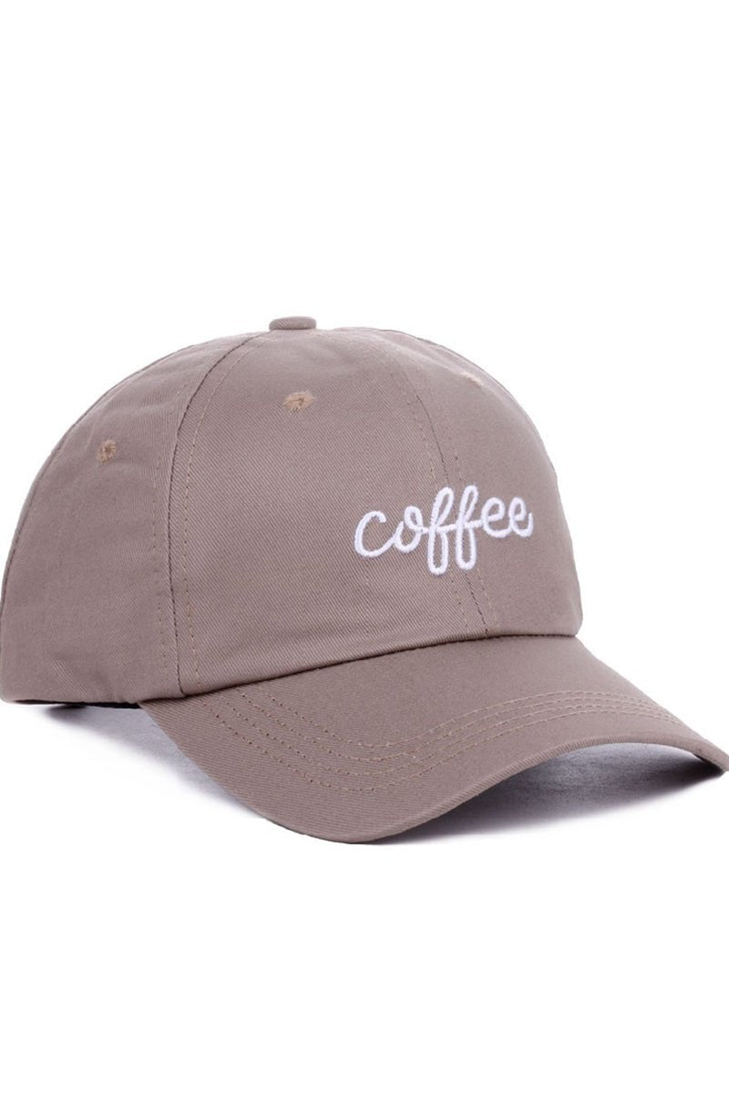 Zenana Embroidered 'Coffee' Mocha Baseball Cap - Wholesale Accessory Market