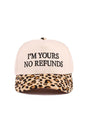 Zenana Embroidered I'm Yours No Refunds Leopard Two - Tone Cap - Wholesale Accessory Market