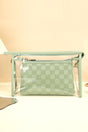 Zenana Checked & Chic Sage Cosmetic Bag Set - Wholesale Accessory Market