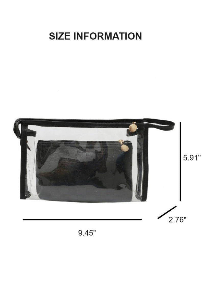 Zenana Checked & Chic Sage Cosmetic Bag Set - Wholesale Accessory Market