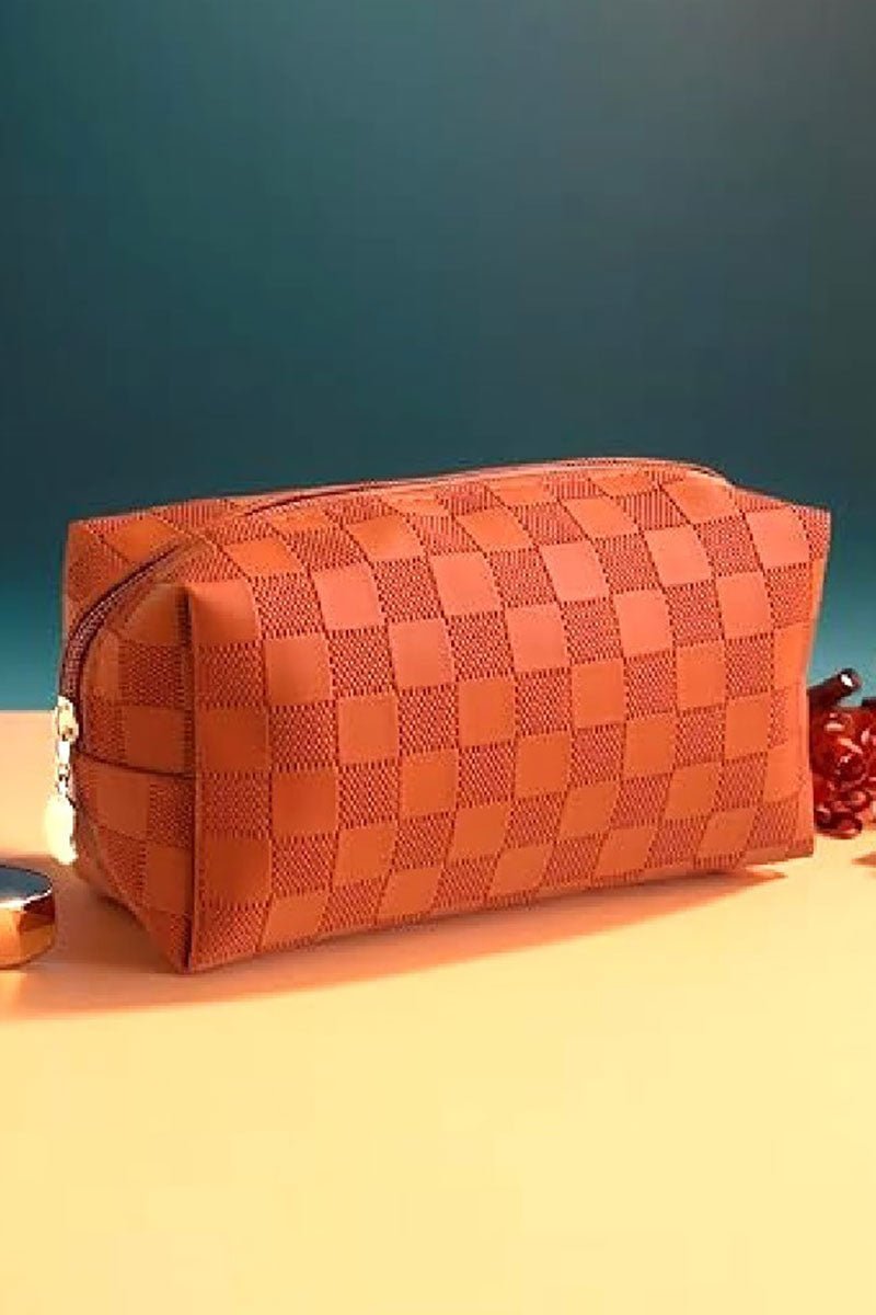 Zenana Checking You Out Camel Cosmetic Pouch - Wholesale Accessory Market
