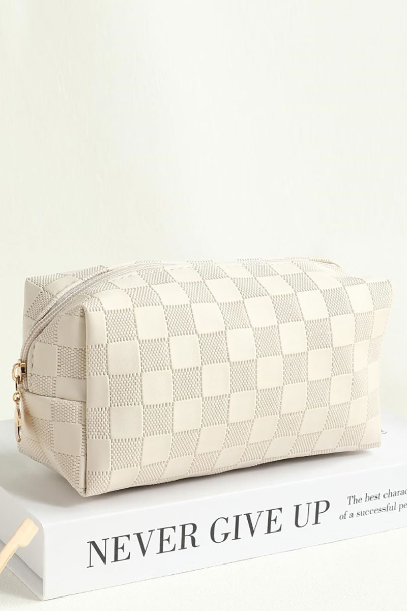 Zenana Checking You Out Ivory Cosmetic Pouch - Wholesale Accessory Market