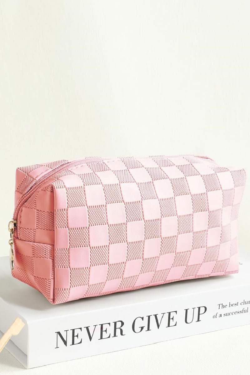 Zenana Checking You Out Pink Cosmetic Pouch - Wholesale Accessory Market