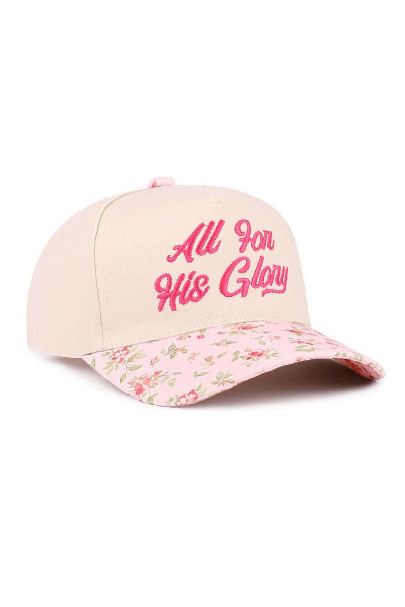 Zenana Embroidered All For His Glory Floral Two - Tone Cap - Wholesale Accessory Market