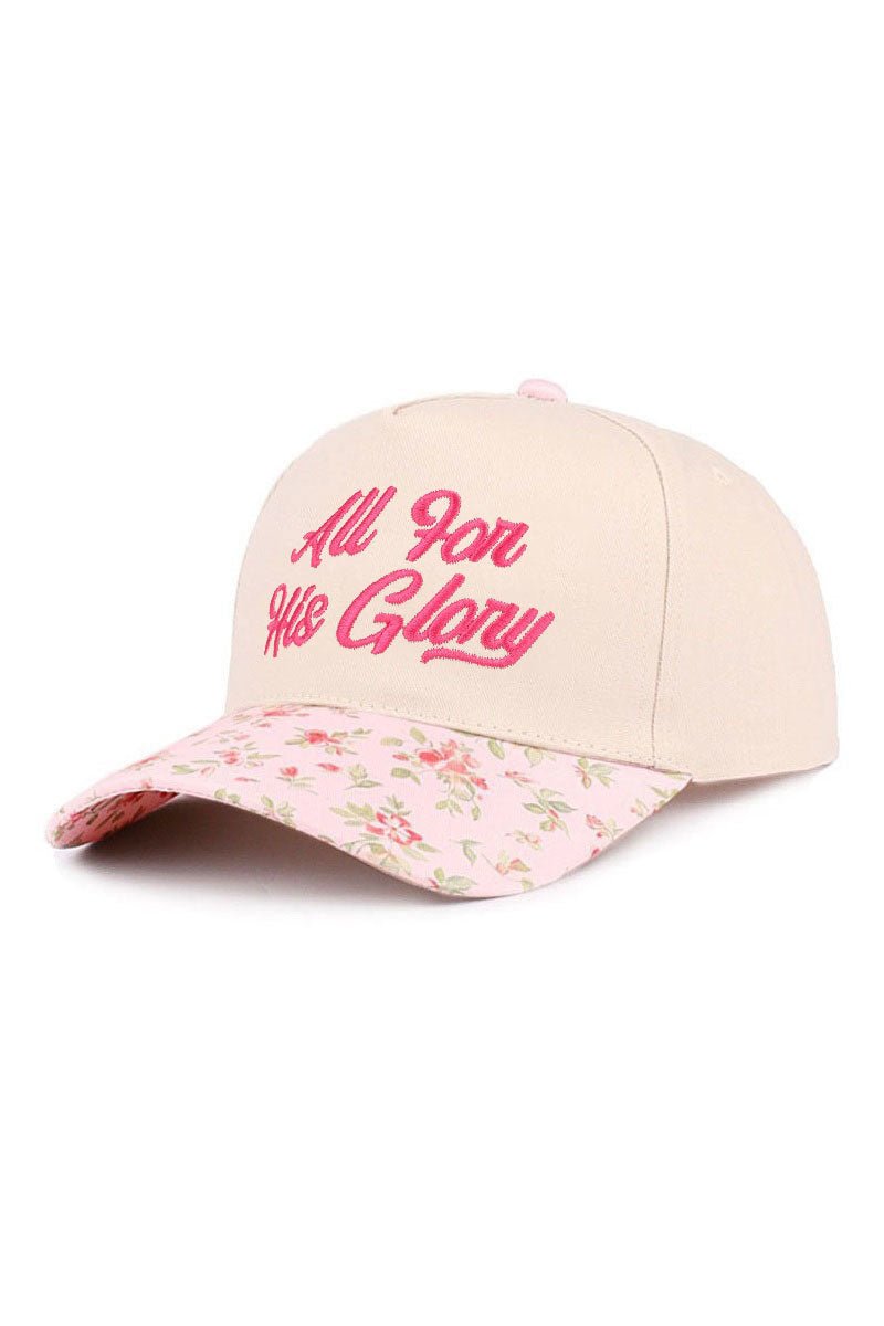 Zenana Embroidered All For His Glory Floral Two - Tone Cap - Wholesale Accessory Market