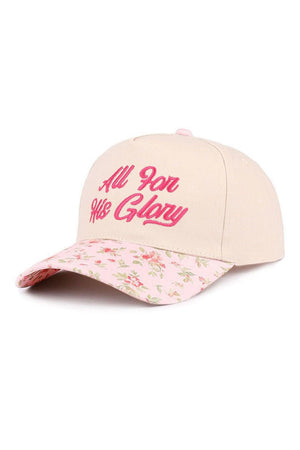 Zenana Embroidered All For His Glory Floral Two - Tone Cap - Wholesale Accessory Market