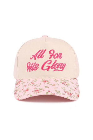 Zenana Embroidered All For His Glory Floral Two - Tone Cap - Wholesale Accessory Market