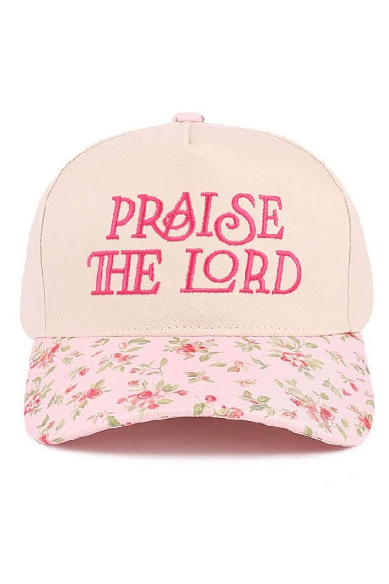 Zenana Embroidered Praise The Lord Floral Two - Tone Cap - Wholesale Accessory Market