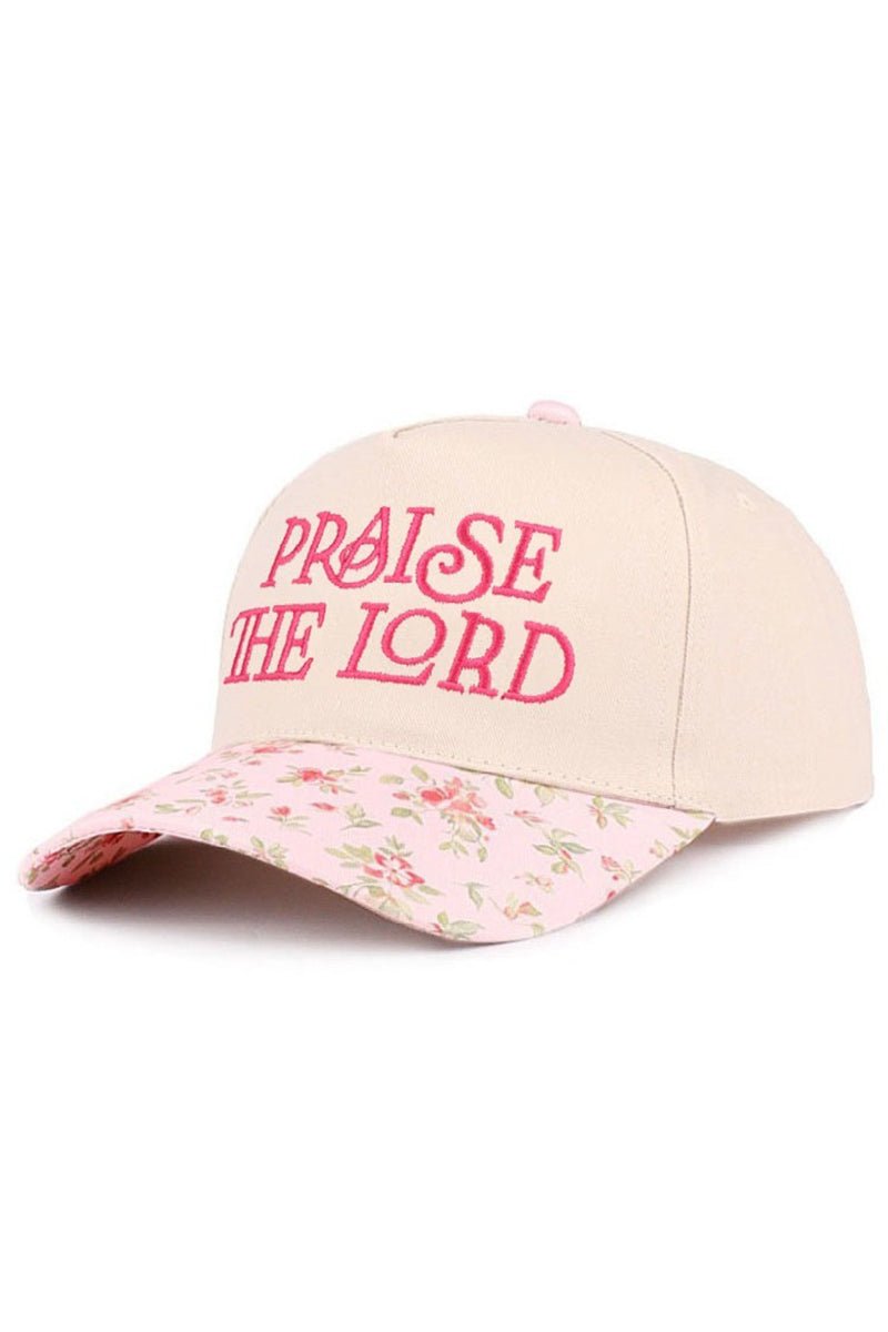 Zenana Embroidered Praise The Lord Floral Two - Tone Cap - Wholesale Accessory Market