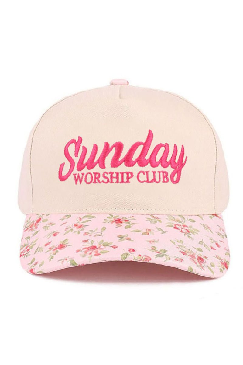 Zenana Embroidered Sunday Worship Club Floral Two - Tone Cap - Wholesale Accessory Market