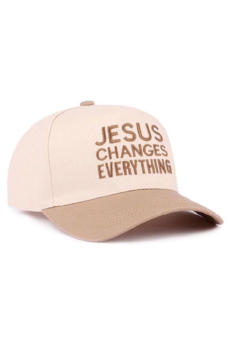 Zenana Embroidered Jesus Changes Everything Ash Mocha Two - Tone Cap - Wholesale Accessory Market