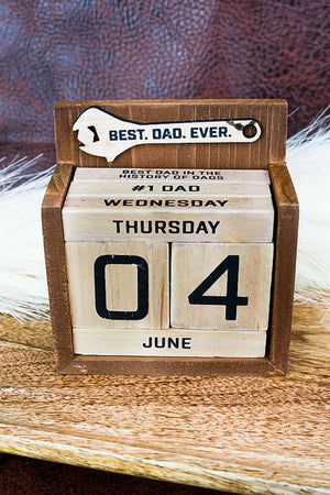 4.75 x 4.25 'Best. Dad. Ever.' Wrench Wood Tabletop Perpetual Calendar - Wholesale Accessory Market