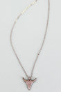 Petite Silvertone Steer Head Pendant Necklace - Wholesale Accessory Market