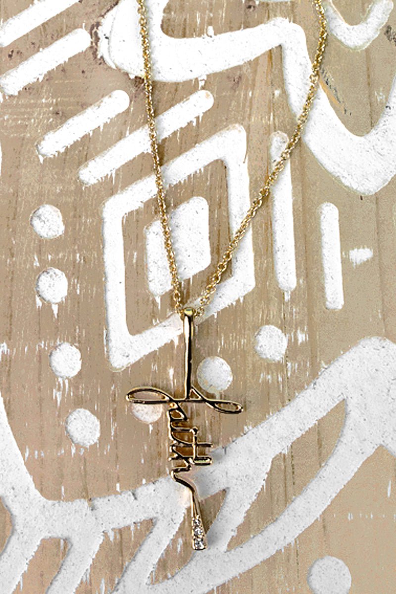 Goldtone Faith Script Cross Necklace - Wholesale Accessory Market