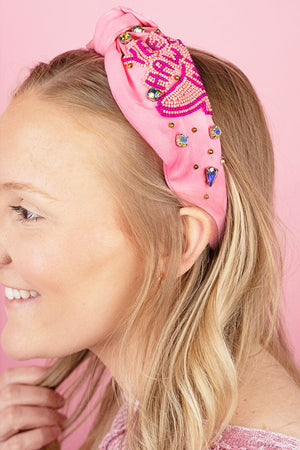 Pink 'Yee Haw' Knotted Headband - Wholesale Accessory Market