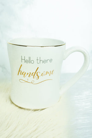 Hello There Handsome Textured Heart Ceramic Mug - Wholesale Accessory Market