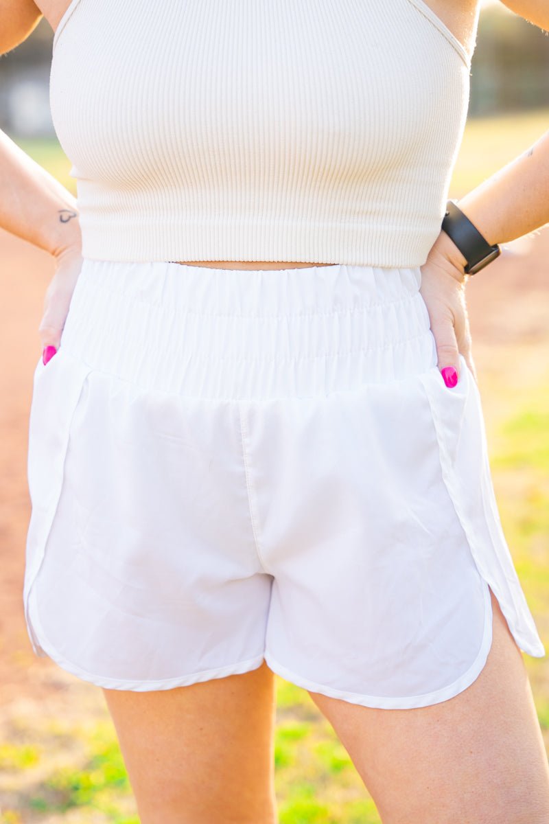The Right Track White Running Shorts