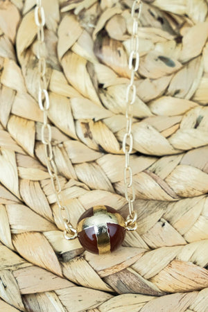 75% OFF! Addison Gold-Wrapped Rust Red Carnelian Ball Necklace - Wholesale Accessory Market