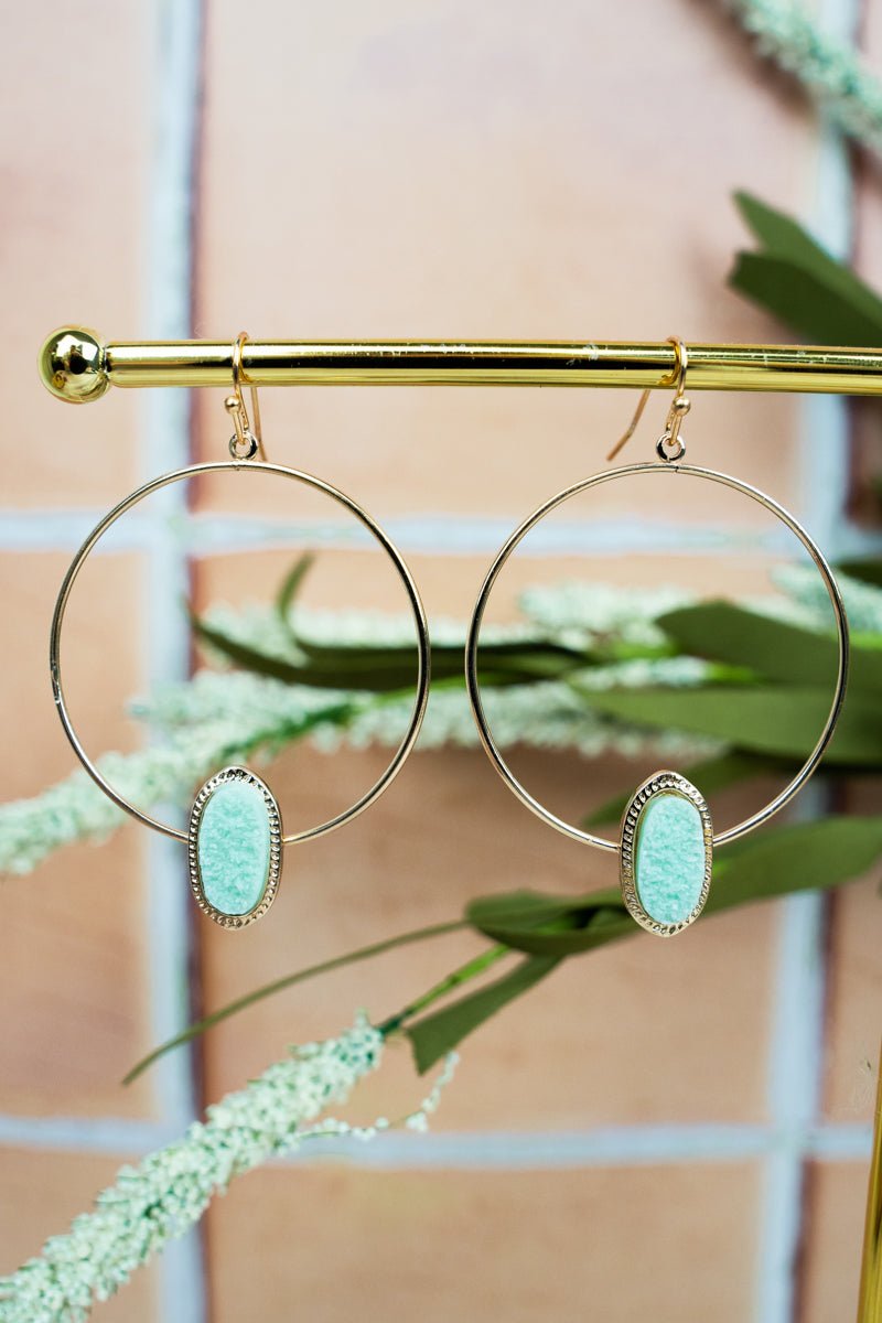 Faux Crystal Silver Hoop Earrings