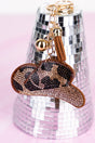 Crystal Encrusted Brown Hereford Hat Keychain - Wholesale Accessory Market