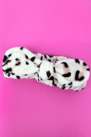Leopard Plush Bow Headband - Wholesale Accessory Market