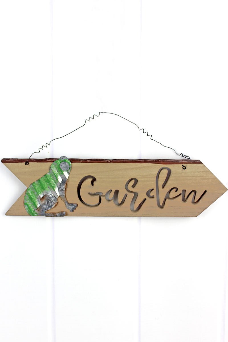 SALE! 5 x 19.5 'Garden' Frog Accented Cut-Out Wood Arrow - Wholesale Accessory Market