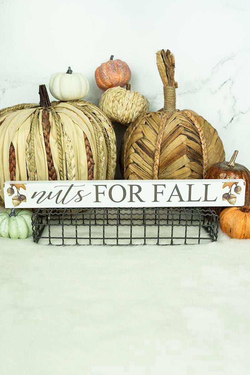 1.5 x 14.5 'Nuts For Fall' Wood Block Sign - Wholesale Accessory Market