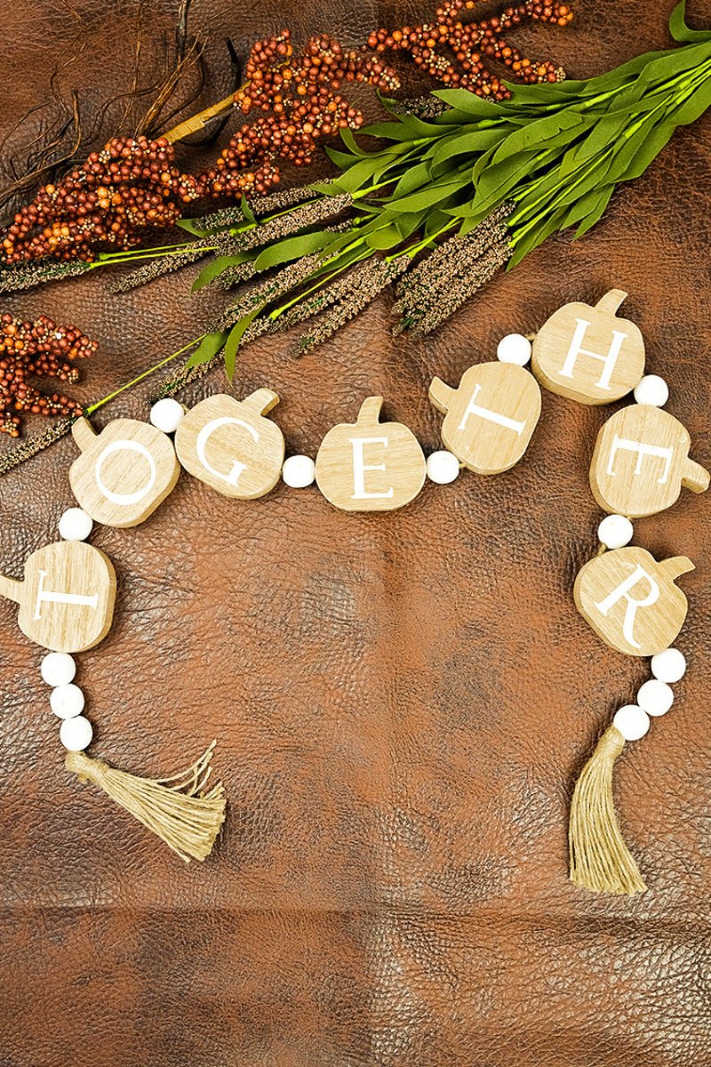 35% OFF! 2.5 x 39 'Together' Wood Beaded Pumpkin Tabletop Decor - Wholesale Accessory Market