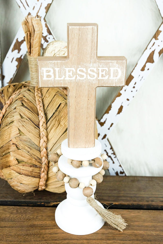 11.5 x 4.5 'Blessed' Tabletop Pedestal Cross - Wholesale Accessory Market