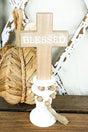 11.5 x 4.5 'Blessed' Tabletop Pedestal Cross - Wholesale Accessory Market