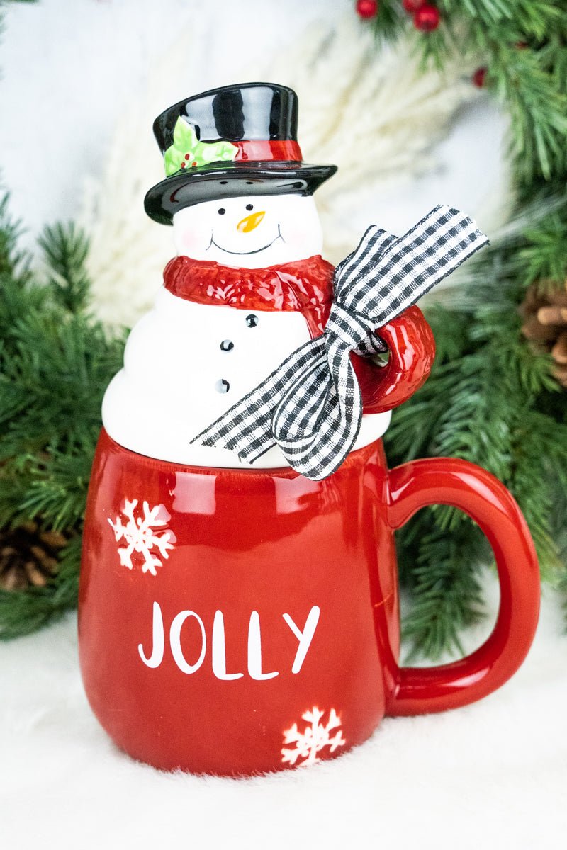 Jolly Red Mug with Snowman Lid - Wholesale Accessory Market