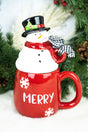 Merry Red Mug with Snowman Lid - Wholesale Accessory Market