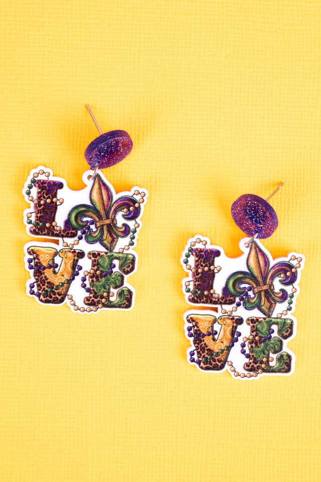 Mardi Gras Love Earrings - Wholesale Accessory Market