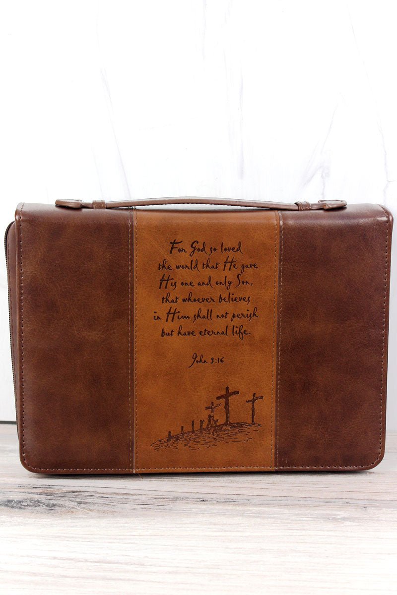 John 3:16 Two-Tone LuxLeather Large Bible Cover - Wholesale Accessory Market