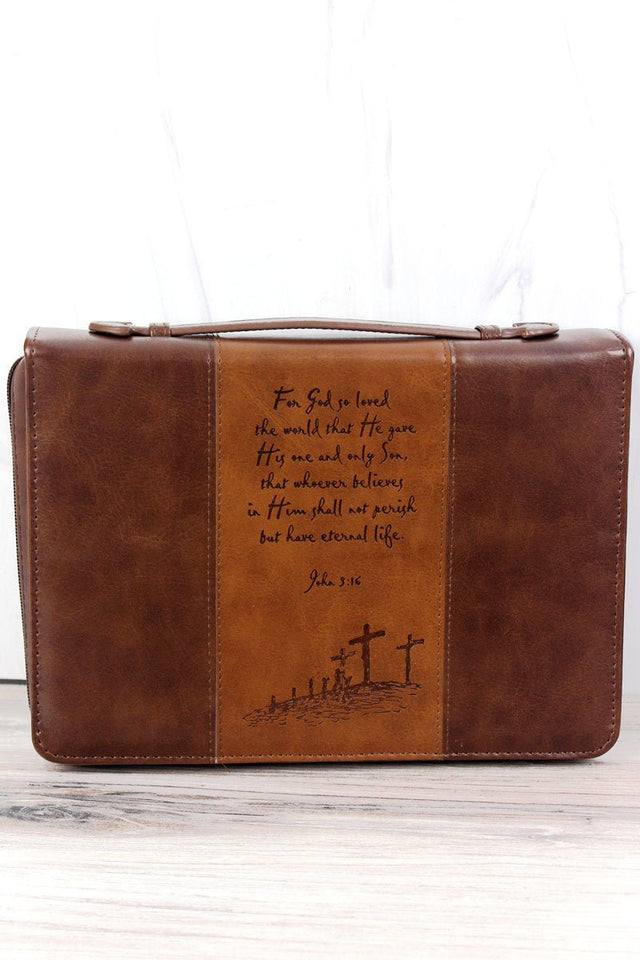 John 3:16 Two-Tone LuxLeather Large Bible Cover - Wholesale Accessory Market